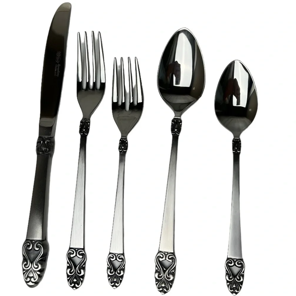 SILVERWARE Grace SYMPHONY Heavy Gauge Stainless Steel Flatware 5 PIECE Set